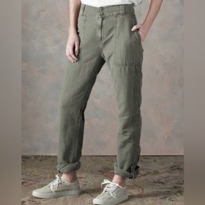 Sundance Organia Lace Linen Cotton Sage High Rise Wide Leg Pants Womens Size 14